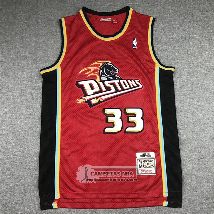 Camiseta Detroit Pistons Grant Hill NO 33 Mitchell & Ness 1999-00 Rojo